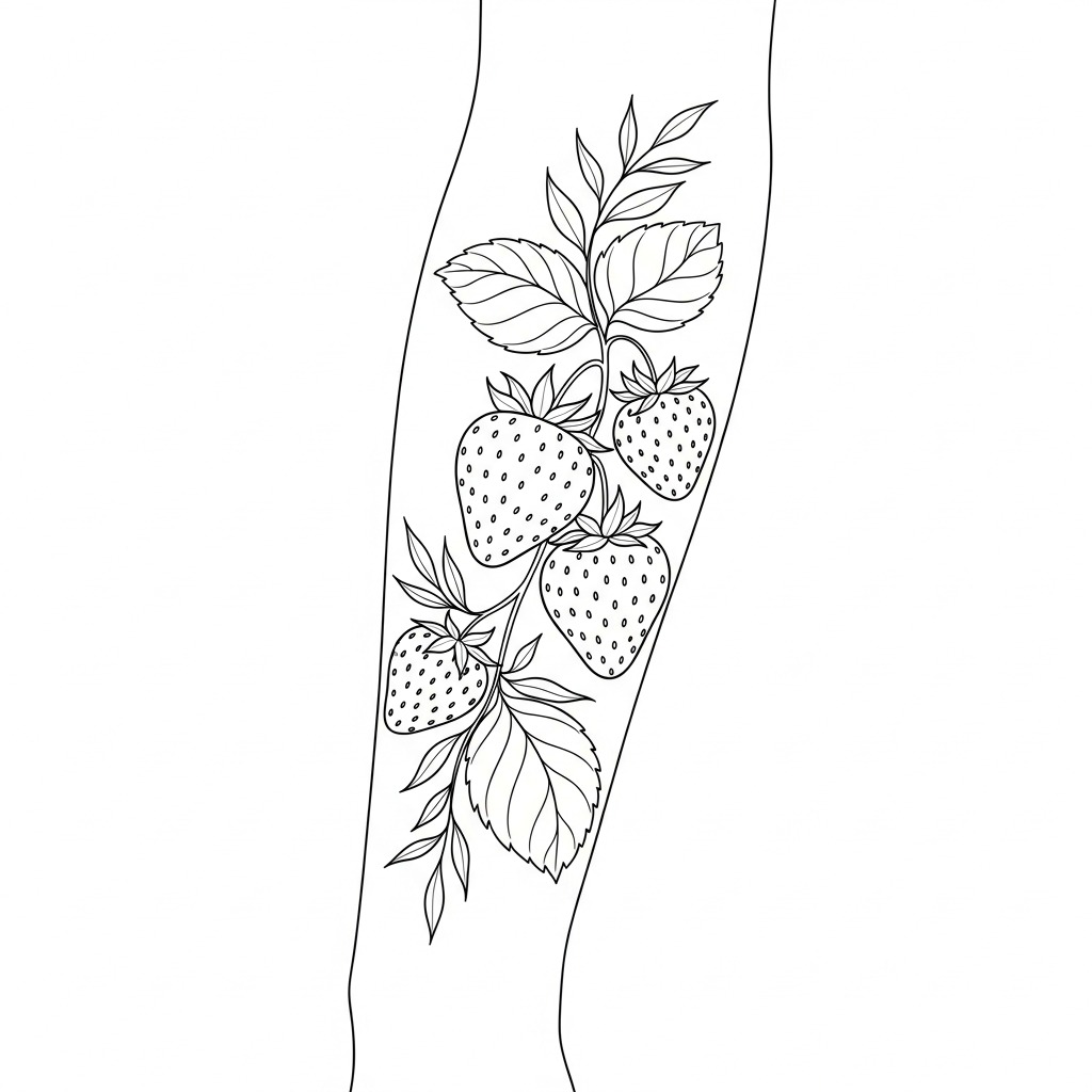 Tatuaje flash frutilla